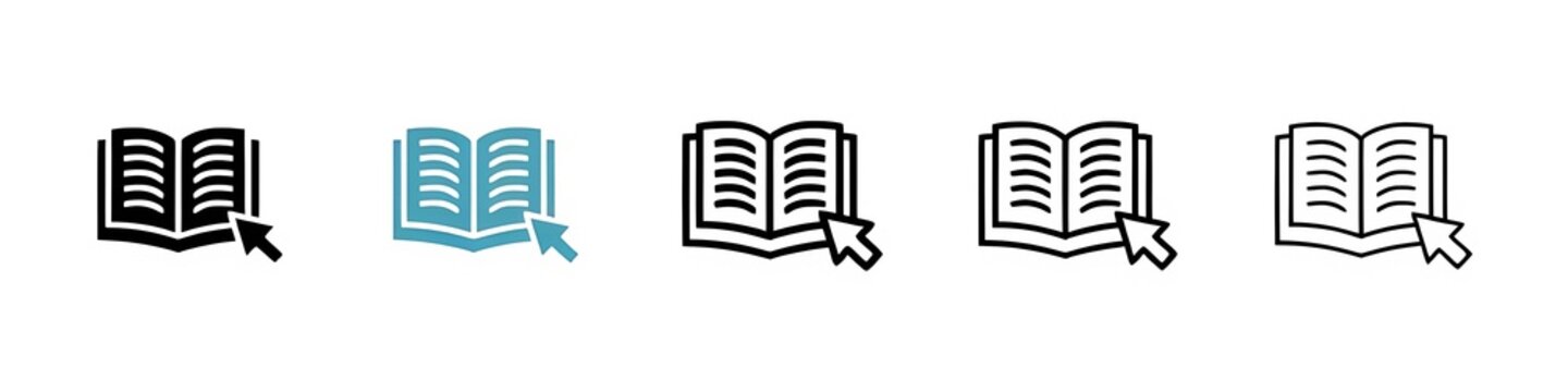 E-Reading Collection vector icon set. Digital Book Library vector symbol for UI design. Thin line customizable illustration. Contour symbol. Vector isolated outline drawing. Editable stroke
