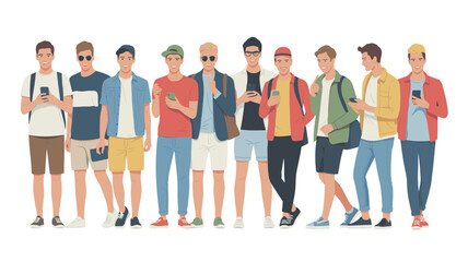 Obraz premium Trendy Young Men Fashion Vector Set – Casual Summer Outfits Collection