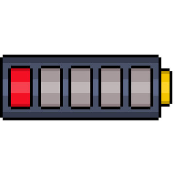 Pixel Art Critical Low Battery Status Icon with One Red Bar