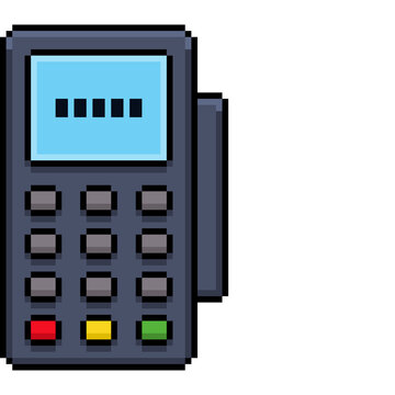 Pixel art POS terminal credit card machine with pin code display