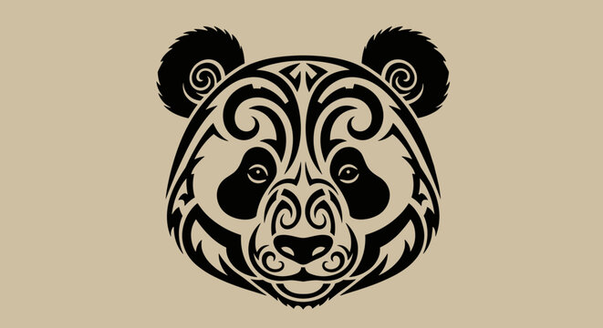 Black panda bear tribal art.