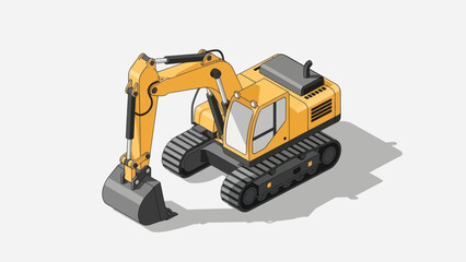 Yellow Excavator Construction Vehicle Isometric View. © Ndog