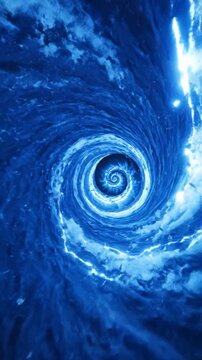 Abstract blue vortex tunnel swirling background concept