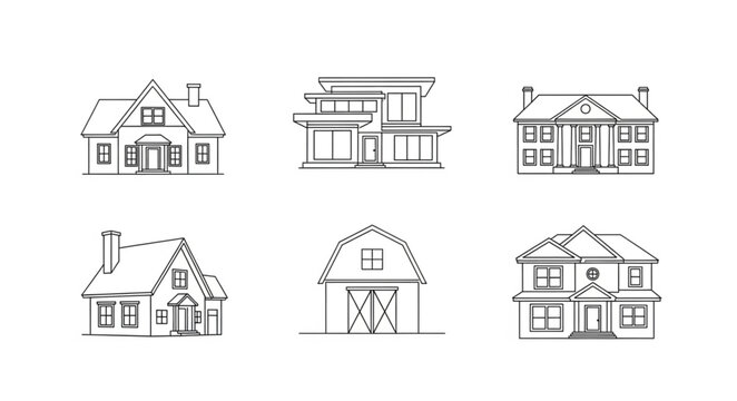 houses and a barn buildings.