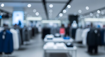 Fototapeta premium Blurred retail store interior modern clothing boutique with abstract background