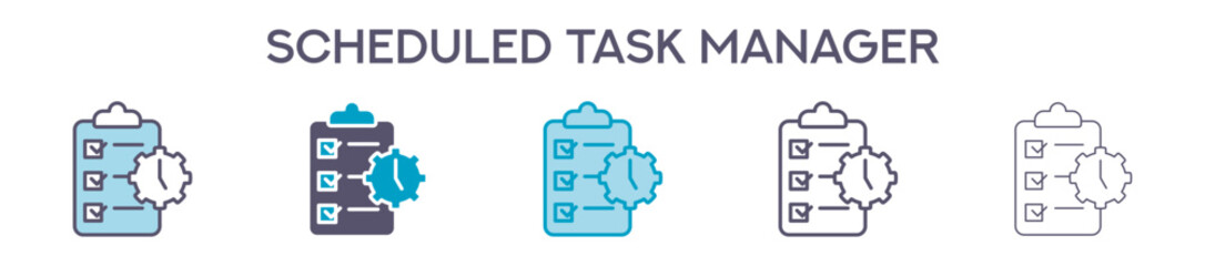 Fototapeta premium Scheduled Task Manager Element For Design Graphic - Multi Styles. Vector Illustration Of Two Colored And Black. Multiple Icons Designs Can Be Used For Mobile, Ui, Web 