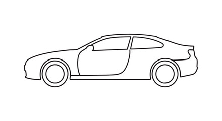 Fototapeta premium Line art illustration of a sports coupe car with a minimalist outline drawing of sleek two door sports coupe automobile