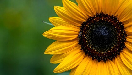 Obraz premium Close-up of a vibrant sunflower in full bloom against a blurred green background.