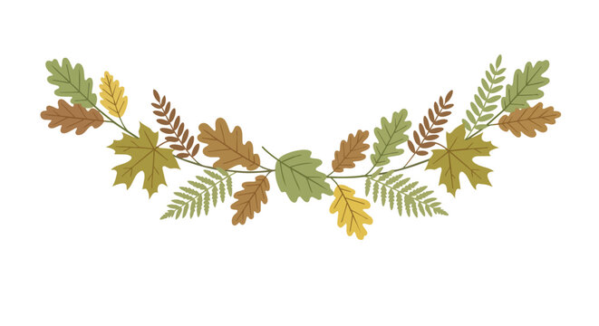 Autumn Leaf Garland Decoration with Colorful Fall Foliage