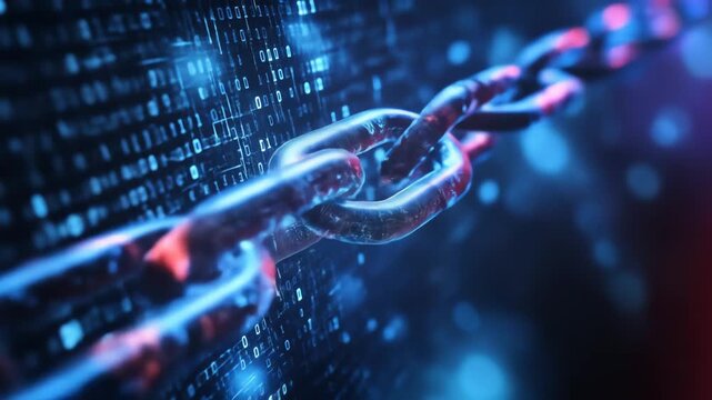 Abstract digital chain network security and blockchain technology concept