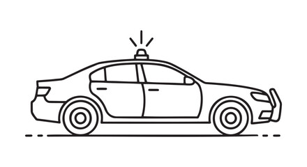 Fototapeta premium Side view line drawing of a police car