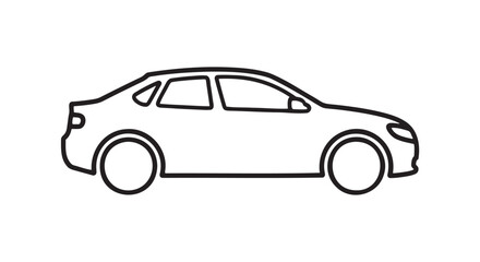 Fototapeta premium Outline of a modern sedan car viewed from the side with a simple black and white line drawing of sedan car shown from side profile