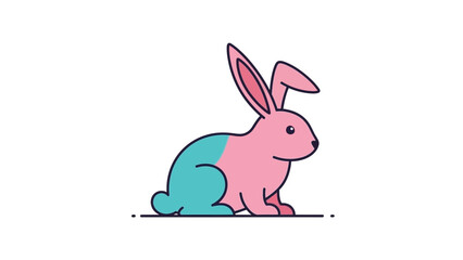 Fototapeta premium Colorful Cartoon Rabbit Illustration.
