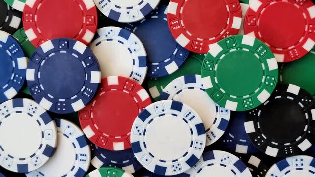 Multicolored casino chips as a conceptual backdrop for gambling games like poker, blackjack, or baccarat. Multicolored casino chips as a backdrop for your design