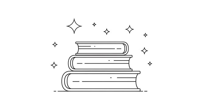 Stack of Books with Sparkles - Knowledge and Learning.