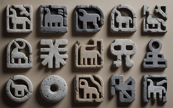 Ancient Stone Carvings of Animals and Symbols image