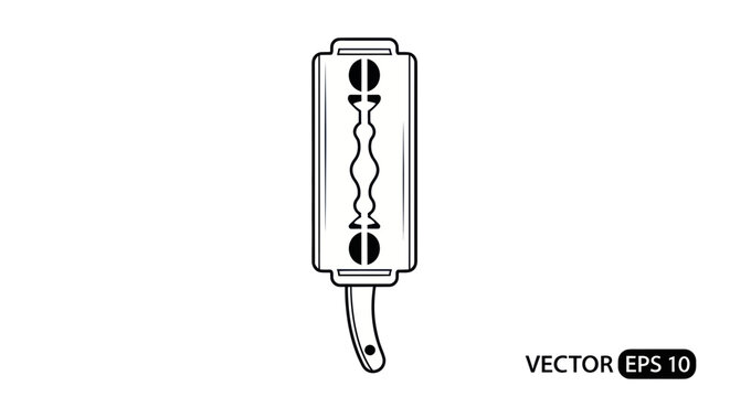 Vintage Straight Razor Blade Icon, Barber Tool, Sharp Edge for Shaving and Grooming