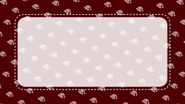 Christmas Santa Hat Pattern Animation with White Copy Space Frame on Red Background