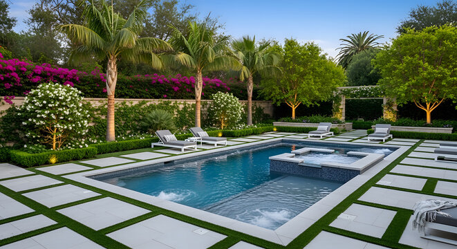 Luxury outdoor swimming pool area.