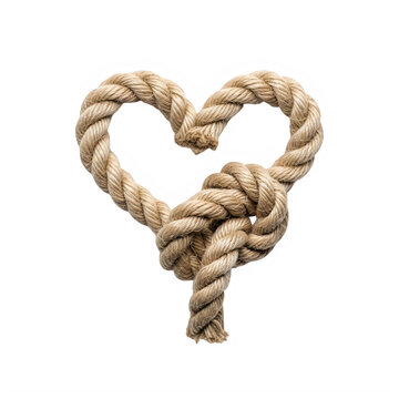 Heart shaped rope, knotted love symbol, beige cord, romantic gesture
