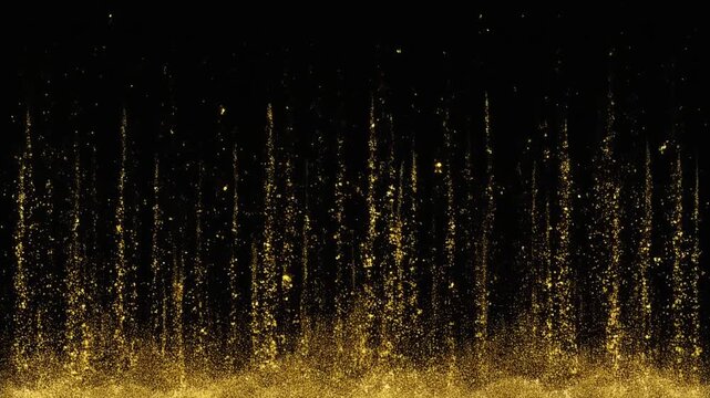 金色の砂粒子が流れ落ちるループ背景動画