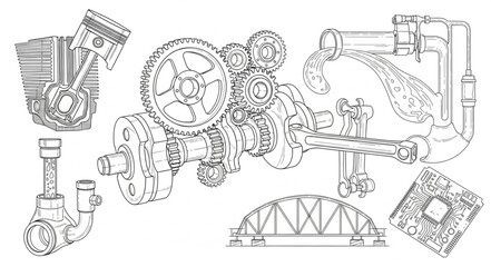 Obraz premium Mechanical Gears and Cogs Assembly.