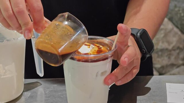 Espresso coffee and soft cream.