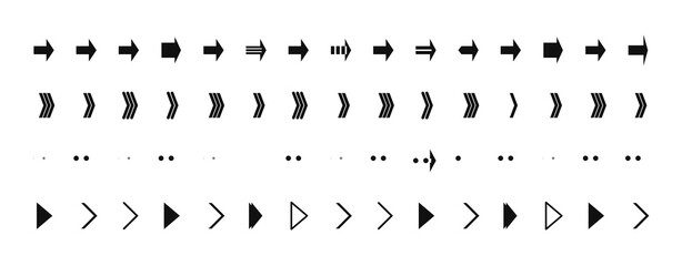 Set of black vector arrows and cursor icons. Modern flat direction pointers. Simple navigation symbols for web interface and UI design. Left right up down arrows. Collection. Vector illustration © sani
