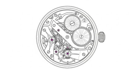 Obraz premium Mechanical Watch Inner Workings Closeup.