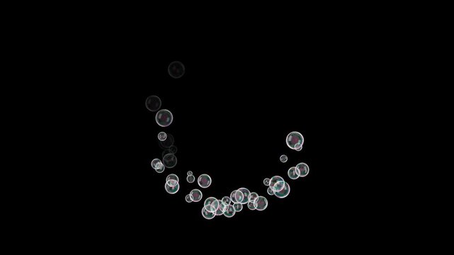 円を描く白色の小さいシャボン玉のパーティクル、1周から4周の4種類　アルファチャンネル
