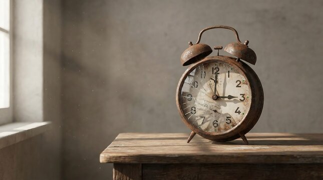 Broken Vintage Alarm Clock &ndash; Lost Time, Regret and Missed Opportunity Concept