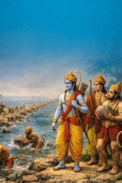 Lord Rama and the Vanara Sena Building the Ram Setu