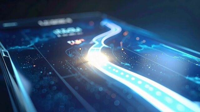 Digital Navigation: A close-up shot of a smartphone screen displays an illuminated pathway. the image showcases the power of digital navigation.