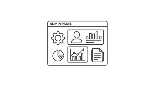 Admin panel interface with data charts and user profiles vector illustration