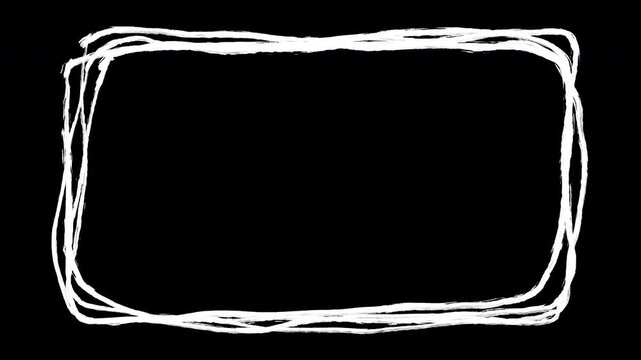 Seamless loopable hand-drawn white frame animation with transparent background