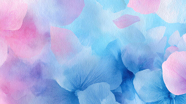 青のあじさいの水彩画イラスト背景　generative ai