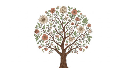 Obraz premium Tree with colorful flowers blooming.