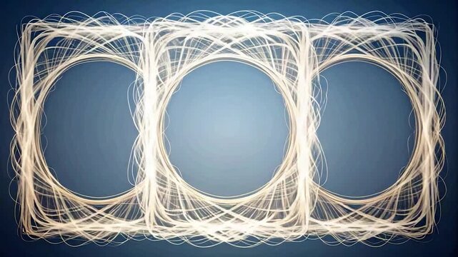 Abstract, glowing, interconnected circles on a blue background