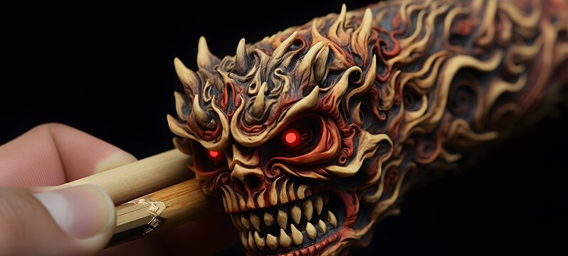 ziz demon shaped matchstick carving,generative AI