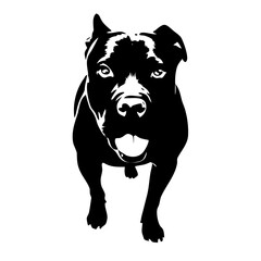 Naklejka premium Pitbull Dog Head Silhouette Vector Portrait Isolated on White Background