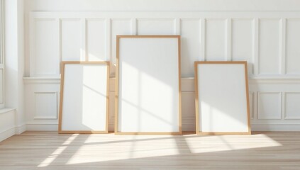 Fototapeta premium Minimalist frames against white wall