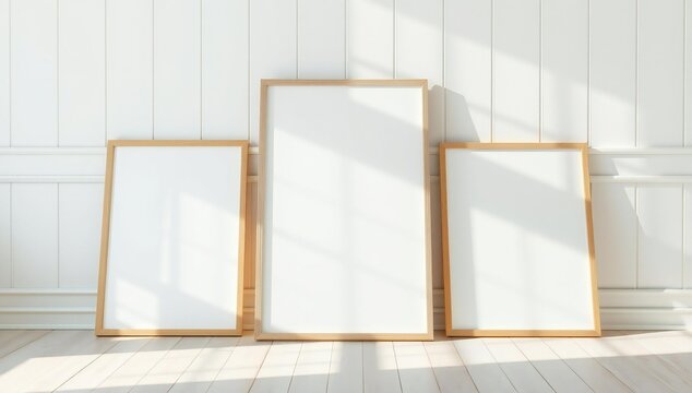 Minimalist frames against white wall