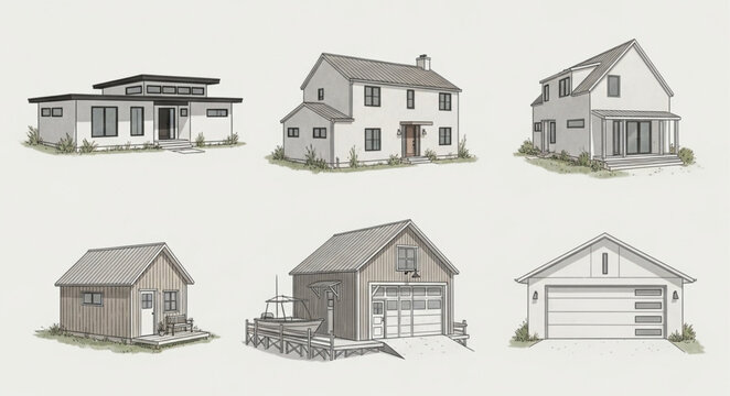 Variety of Suburban House Styles.