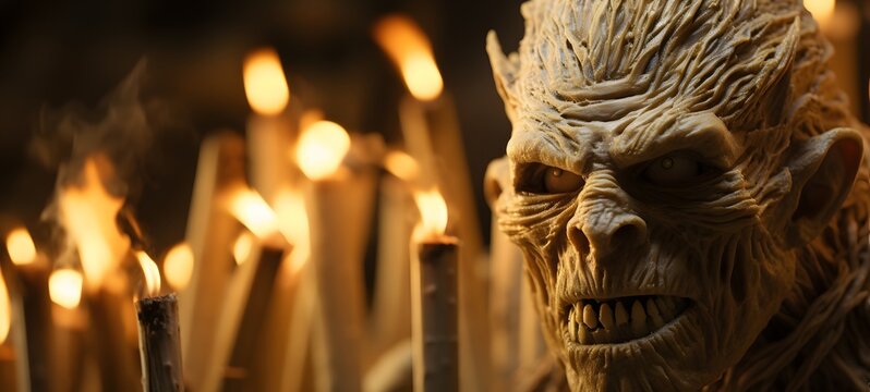 ogre orc shaped matchstick carving ,generative AI