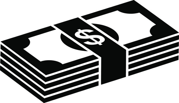 Stack of money, dollar bills, cash bundle, financial icon