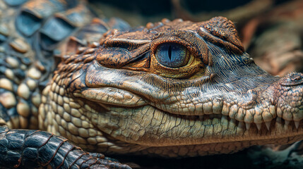 Obraz premium A close-up of a large reptile with a detailed eye and textured skin