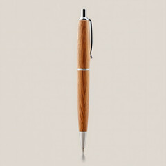 Naklejka premium Stylish Wooden Pen with Metal Accents on Neutral Background
