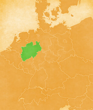 Ocher map of Germany - North Rhine-Westphalia