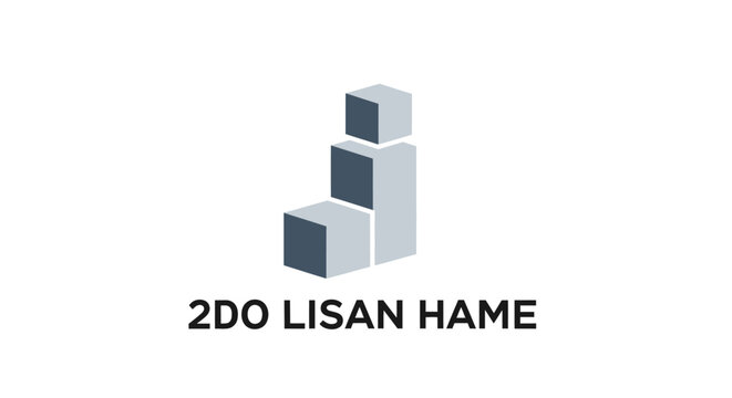 A modern logo featuring three stacked rectangular blocks in shades of grey, forming a stylized 'J' shape, with the text '2DO LISAN HAME' underneath on a white background.