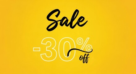 Fototapeta premium Yellow Minimalist Sale Banner with 30 Percent Off Discount